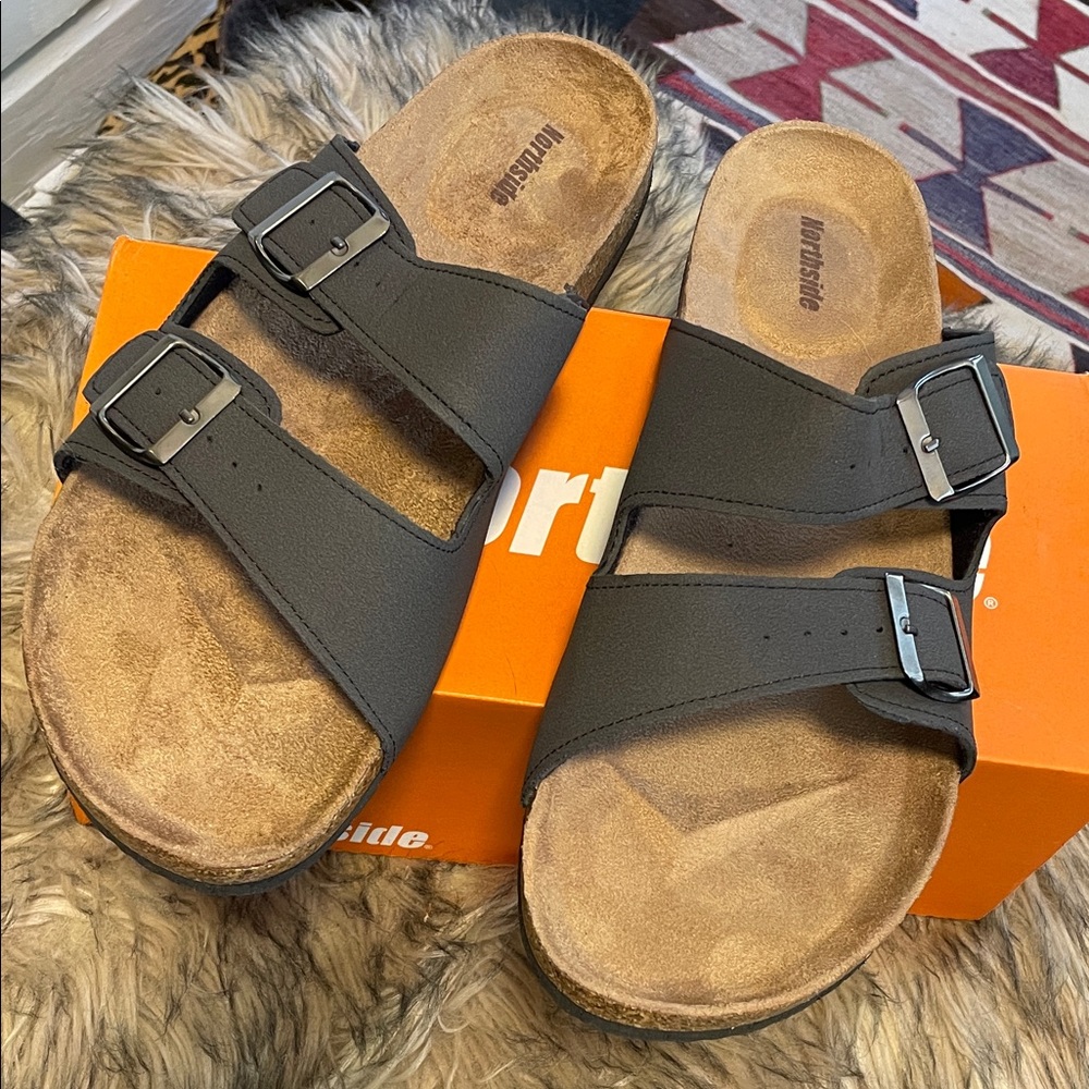 Northside Black Double Strap Sandals